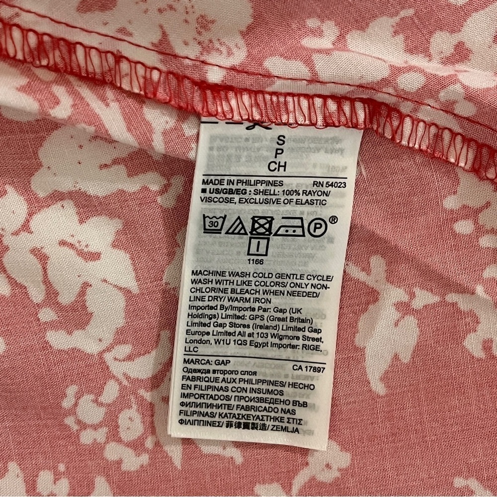 GAP Red White Floral Mini Dress Small NWT Fit Flare Spaghetti Strap Smocked Back - Picture 9 of 12